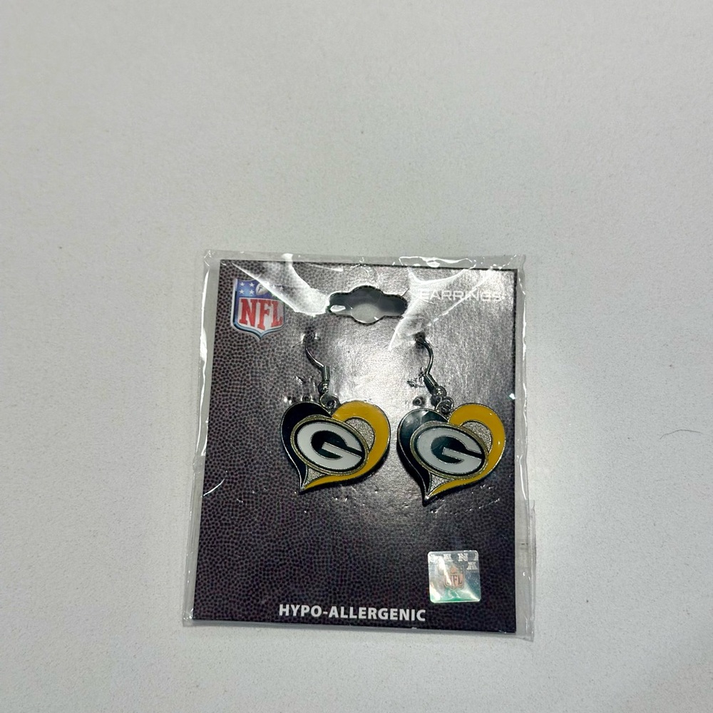 NFL Green Bay Packers Heart Earrings